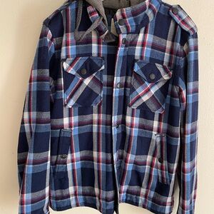 Blue Plaid Hooded Jacket